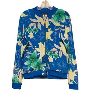 IMAN Bomber Jacket & Tank Top S Floral Tropical Set Slinky Resort Global Chic